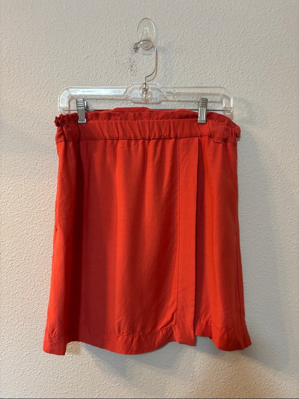 LOFT Coral-Red Elastic Waist Mini Skirt